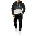 thumbnail image 1 of Hogleaql Men's Tracksuit 2 Piece Hoodie and Sweatpants Color Block Fleece Pullover Hoodies Jogging Athletic Pants Set Casual Winter Suits with Pockets Black 3XL, 1 of 5