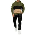 thumbnail image 1 of Hogleaql Men's Tracksuit 2 Piece Hoodie and Sweatpants Color Block Relaxed Fit Pullover Hoodies Jogging Athletic Pant Set Fleece Fall Winter Suits with Pockets Army Green XL, 1 of 5