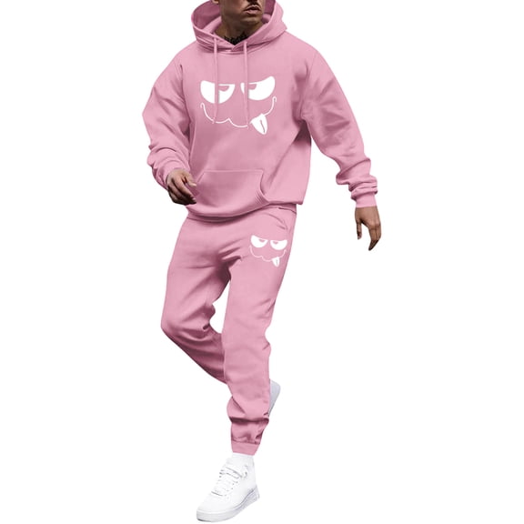 Hogleaql Men's Tracksuit 2 Piece Hoodie and Sweatpants Solid Color Casual Pullover Hoodies Joggers Athletic Pant Set Fleece Winter Suits with Pockets Pink 3XL