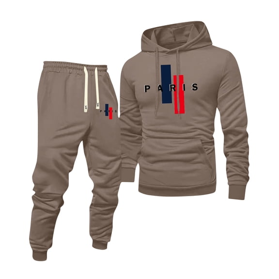 Hogleaql Men's Tracksuit 2 Piece Hoodie and Sweatpants Solid Color Sweat Hoodie Jogging Running Pants Set Casual Winter Suits with Pockets Khaki M