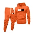 thumbnail image 1 of Hogleaql Men's Tracksuits 2 Piece Set Solid Color Fleece Hoodie Joggers Running Pants Set Casual Fall Winter Suit with Pockets Saffron XL, 1 of 4