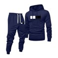 thumbnail image 1 of Hogleaql Men's Tracksuits 2 Piece Set Solid Color Fleece Pullover Hoodies Joggers Athletic Pant Set Casual Fall Winter Suit with Pockets Navy L, 1 of 4