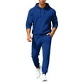 thumbnail image 1 of Hogleaql Men's Tracksuits 2 Piece Set Solid Color Relaxed Fit Hoodie Jogging Running Pant Set Fleece Fall Suit with Pockets Royal Blue L, 1 of 6
