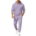 thumbnail image 1 of Hogleaql Men's Tracksuits 2 Piece Set Solid Color Sweat Hoodie Jogging Athletic Pants Set Fleece Fall Suit with Pockets Light Purple XL, 1 of 6