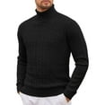 thumbnail image 1 of Hogleaql Men's Turtleneck Sweater Long Sleeve, Casual Cozy Cable Knitted Slim Fit Sweater Thicken Fall Winter Solid Color Dressy Sweater Top Black XL, 1 of 3