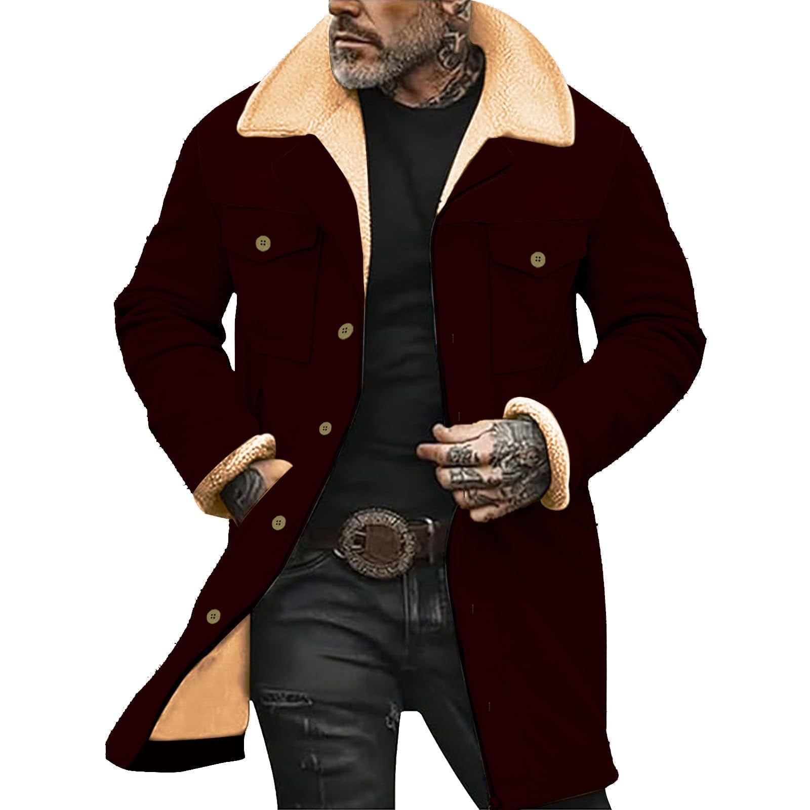 Plush Collar Jacket For Men Cozy Warmth With Timeless Vintage Style Outerwear For Winter