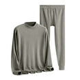 thumbnail image 1 of Hogleaql Mens 2 Piece Fleece Lined Thermal Underwear Set, Underwear Base Layer Cre Wneck Long Sleeve Shirt Pants Set Insulated Pjs Soft Trendy Cotton Loungewear Dark Gray L, 1 of 4