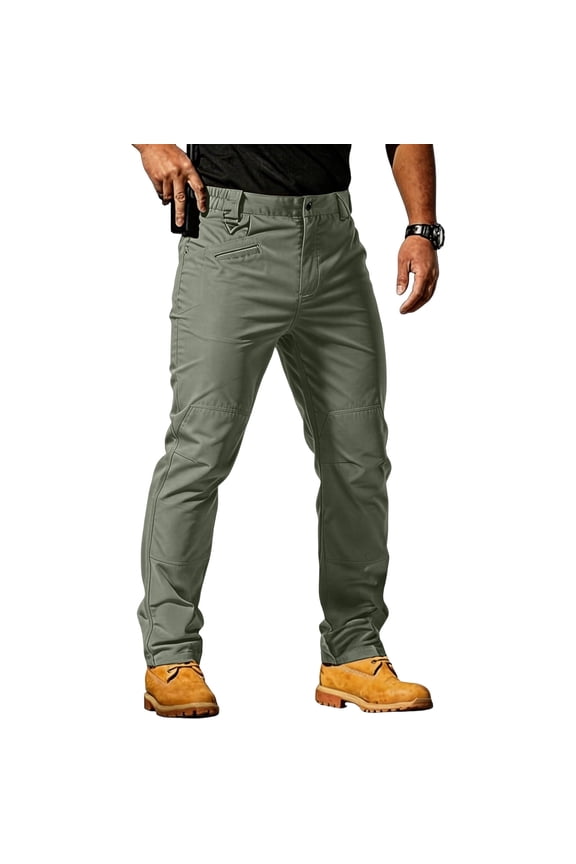 Mens Cargo Tactical Pants, Dressy Water Resistant Military Combat Ripstop Stretch Pants with Multi-Pockets Loose Lightweight Solid Color Pant Army Green S