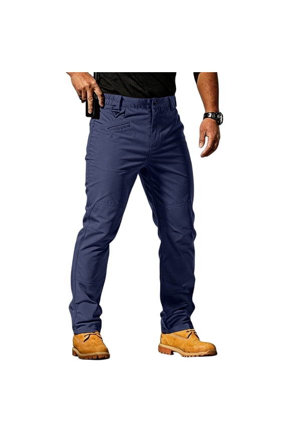Mens Cargo Tactical Pants, Dressy Waterproof Hiking Ripstop Stretch Pants with Multi-Pockets Loose Lightweight Solid Color Pant Navy XL