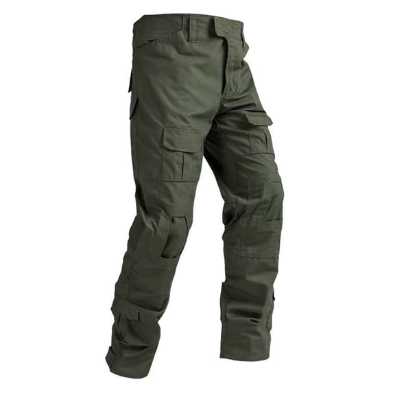 Hogleaql Mens Cargo Tactical Pants, Trendy Hiking Outdoor Work Ripstop Stretch Pant with Multi-Pockets Loose Lightweight Solid Color Pants Army Green L