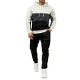 thumbnail image 1 of Hogleaql Mens Hoodie Sweatsuit 2 Piece Color Block Casual Pullover Hoodies Joggers Athletic Pant Set Sweat Fall Winter Suit with Pockets White 3XL, 1 of 5