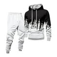 thumbnail image 1 of Hogleaql Mens Hoodie Sweatsuit 2 Piece Solid Color Casual Hoodie Joggers Running Pant Set Relaxed Fit Fall Suit with Pockets White 2XL, 1 of 5