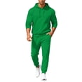 thumbnail image 1 of Hogleaql Mens Hoodie Sweatsuit 2 Piece Solid Color Fleece Hoodie Jogging Running Pant Set Casual Winter Suits with Pockets Green 3XL, 1 of 6