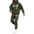 thumbnail image 1 of Hogleaql Mens Hoodie Sweatsuit 2 Piece Solid Color Fleece Pullover Hoodies Joggers Athletic Pant Set Sweat Winter Suits with Pockets Army Green 2XL, 1 of 2