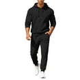 thumbnail image 1 of Hogleaql Mens Hoodie Sweatsuit 2 Piece Solid Color Relaxed Fit Hoodie Jogging Athletic Pants Set Casual Winter Suit with Pockets Black 2XL, 1 of 7