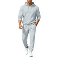 thumbnail image 1 of Hogleaql Mens Hoodie Sweatsuit 2 Piece Solid Color Relaxed Fit Hoodie Jogging Running Pant Set Sweat Fall Suit with Pockets Light Gray 2XL, 1 of 6