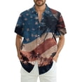 thumbnail image 1 of Hogleaql Mens Patriotic 4th Of July Shirts 4th Of July American Flag Graphic Short Sleeve Shirts Collared Button Trendy Beach Casual Outfits Deep Red 3XL, 1 of 6