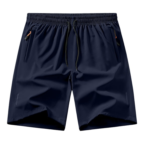 Hogleaql Mens Summer Beach Shorts Soft Adjustable Waist Quick Dry Shorts Drawstring Summer Loose Relaxed Fit Lightweight Shorts with Zipper Pockets Dark Blue 3XL