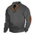 thumbnail image 1 of Hogleaql Mens Sweater Knitted Long Sleeve Quater Button Classic Collar Sweaters Elbow Patches Winter Pullover Dark Gray S, 1 of 4
