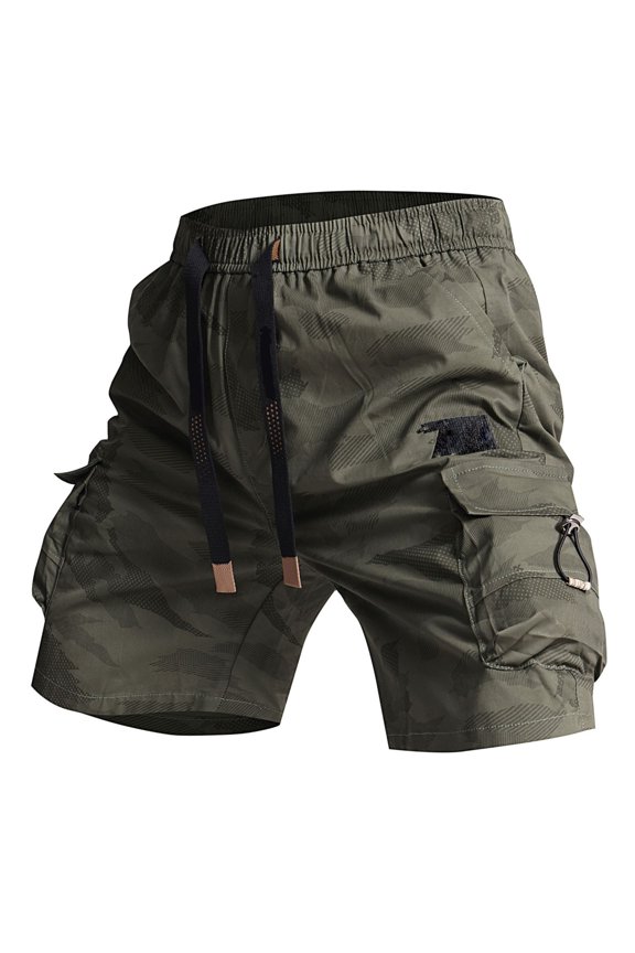 Mens Tactical Cargo Shorts Comfortable Elastic Waist Camouflage Shorts Drawstring Summer Loose Casual Lightweight Shorts with Pockets Zebra M