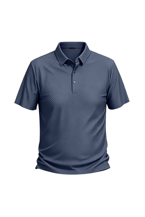 Mesh Golf Shirts for Men Quick Dry Seamless Moisture Wicking Mens Polo Short Sleeve Casual Print Collared Shirts Navy M