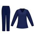 thumbnail image 1 of Hogleaql Nursing Uniforms Set for Women V Neck Solid Long Sleeve Jogger Suits with Pocketss Nurse Tops & Cargo Pant 2025 Nurse Uniform Casual Workwear Scrub Sets Navy 2XL, 1 of 4