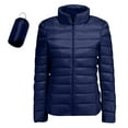 thumbnail image 1 of Hogleaql Packable Puffer Jacket Women Casual Long Sleeve Full Zip Stand Collar Quilted Coat Thermal Water-Resistant Lightweight Puffer Jacket with Pockets Winter Outerwear Navy M, 1 of 4