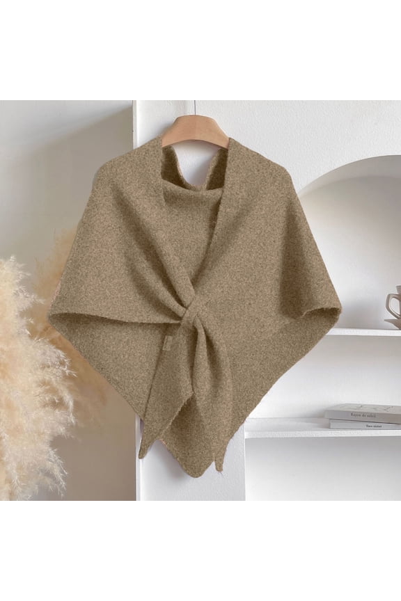 Pashmina Shawl Wraps Women Cozy Knitted Shawls Wraps Cardigan Dressy Poncho Wrap Top Solid Lightweight Insulated Scarf Fall Winter Clothing Camel