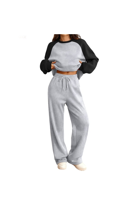 Plus Size Sweatsuits Women 2 Piece Outfit Long Sleeve Lounge Drawstring Sweatshirt Wide Leg Sweatpants Solid Color Loose Outfits Dressy Winter Tracksuit with Pockets 2025 Wine 2XL