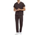 thumbnail image 1 of Hogleaql Scrubs Set for Men V-Neck Plus Short Sleeve Jogger Suits with Multi Pockets Nurse Tops & Cargo Pant Medical Nursing Uniform Casual Workwear Scrub Sets Coffee XL, 1 of 5