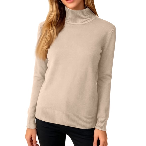 Hogleaql Slim Fitted Long Sleeve Thermal Shirts for Women Basic Turtle Neck Cozy Tops Lightweight Base Layer Blouses Fashion Solid Color Warm Undershirt Khaki