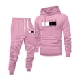 thumbnail image 1 of Hogleaql Sweat Suits for Men 2 Piece Hoodie and Sweatpants Solid Color Casual Hoodie Jogging Running Pant Set Relaxed Fit Fall Winter Suits with Pockets Pink 3XL, 1 of 4