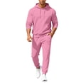 thumbnail image 1 of Hogleaql Sweat Suits for Men 2 Piece Hoodie and Sweatpants Solid Color Fleece Pullover Hoodies Jogging Athletic Pant Set Sweat Fall Winter Suit with Pockets Pink M, 1 of 6