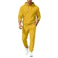 thumbnail image 1 of Hogleaql Sweat Suits for Men 2 Piece Hoodie and Sweatpants Solid Color Sweat Hoodie Jogging Athletic Pants Set Relaxed Fit Winter Suits with Pockets Yellow 3XL, 1 of 6
