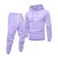 thumbnail image 1 of Hogleaql Sweat Suits for Men 2 Piece Hoodie and Sweatpants Solid Color Sweat Pullover Hoodies Joggers Sport Pant Set Casual Fall Suits with Pockets Light Purple XL, 1 of 4