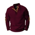 thumbnail image 1 of Hogleaql Sweater for Men 1/4 Button Up Vintage Long Sleeve Collar Cable Knit Sweater with Elbow Patches Winter Cash-Mere Pullover Sweater Wine 2XL, 1 of 4