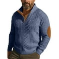 thumbnail image 1 of Hogleaql Sweater for Men Cable Knit Long Sleeve 1/4 Button Up Vintage Stand Collar Sweaters Elbow Patches Winter Cash-Mere Pullover Navy 2XL, 1 of 4