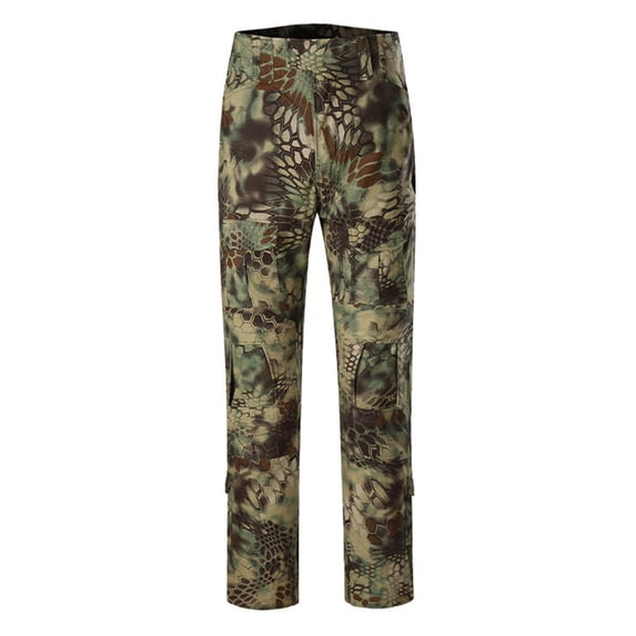Hogleaql Tactical Work Cargo Hiking Mens Pants Dressy Water Resistant Outdoor Work Ripstop Stretch Pant with Multi-Pockets Loose Fit Lightweight Solid Color Pants Camouflage S