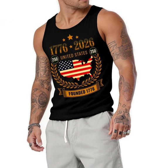 Hogleaql Usa Tank Top Men 4th Of July Usa Muscle American Flag Print Sleeveless Shirts Crew Neck Patriotic Gym Fashion Tank Tee Black XL