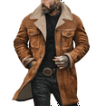 thumbnail image 1 of Hogleaql Vintage Suede Pocket Plush Reversed Collar Mens Outdoor Jacket Long Sleeve Zipper Jacket Oversized Thick Multi-Pocket Winter Coat Ginger M, 1 of 3