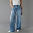thumbnail image 1 of Hogleaql Wide Leg Jeans for Women High Waisted Dressy Y2k Stretchy Straight Leg Button Denim Jeans with Pockets Oversized Trousers Light BlueS, 1 of 4