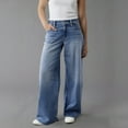 thumbnail image 1 of Hogleaql Wide Leg Sweatpant Jeans Woman Trendy Y2k Stretchy Straight Leg Button Denim Jeans with Pockets Oversized Pants Royal BlueL, 1 of 3