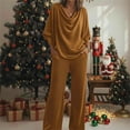 thumbnail image 1 of Hogleaql Women Velour Sweatsuits Sets Lounge Long Sleeve Sweatshirt Wide Leg Sweatpants with Pockets Tracksuit Loose Solid Color Dressy Fall Winter Outfits Yellow L, 1 of 4