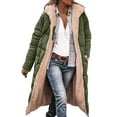 thumbnail image 1 of Hogleaql Women Winter Coats Fleece Long Coats Casual Long Sleeve Full Zip Reversible Coat Thermal Quilted Jackets with Pockets Loose Fall Long Hoodie Overcoat Army Green 3XL, 1 of 5