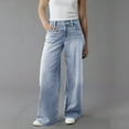 thumbnail image 1 of Hogleaql Women's Heritage High-Rise Straight Jeans Trendy Going Out Stretchy Wide Leg Button Denim Jeans with Pockets Baggy Pants Light GrayXL, 1 of 4