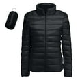 thumbnail image 1 of Hogleaql Women's Lightweight Packable Accent Puffer Jacket Cozy Long Sleeve Zipper Stand Collar Quilted Coat Warm Water-Repellent Puffy Jacket with Pockets Winter Outerwear Black XL, 1 of 4