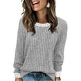 thumbnail image 1 of Hogleaql Women's Long Sleeve Shirts Round Neck Tunic Comfy Fall Winter Tops Solid Color Loose Fit Fashion T Shirts Lightweight Pullover Blouses Gray 2XL, 1 of 4