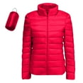 thumbnail image 1 of Hogleaql Women's Packable Puffer Jacket Soft Long Sleeve Zip Up Stand Collar Quilted Coat Warm Water-Resistant Ultra Light Puffer Jacket with Pockets Winter Outerwear Red XL, 1 of 4
