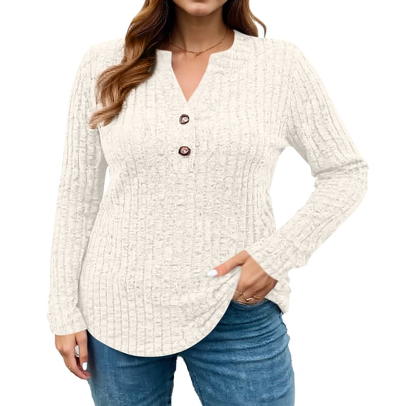 Hogleaql Women's Plus Size Long Sleeve Pullover Comfortable Crew Neck Tunic Tops Button Down Dressy Casual Loose Blouses White 2XL