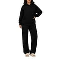 thumbnail image 1 of Hogleaql Women's Tracksuit 2 Piece Hoodie and Sweatpants Solid Color Sweat Hoodie Joggers Running Pant Set Fleece Fall Suit with Pockets Black 3XL, 1 of 5